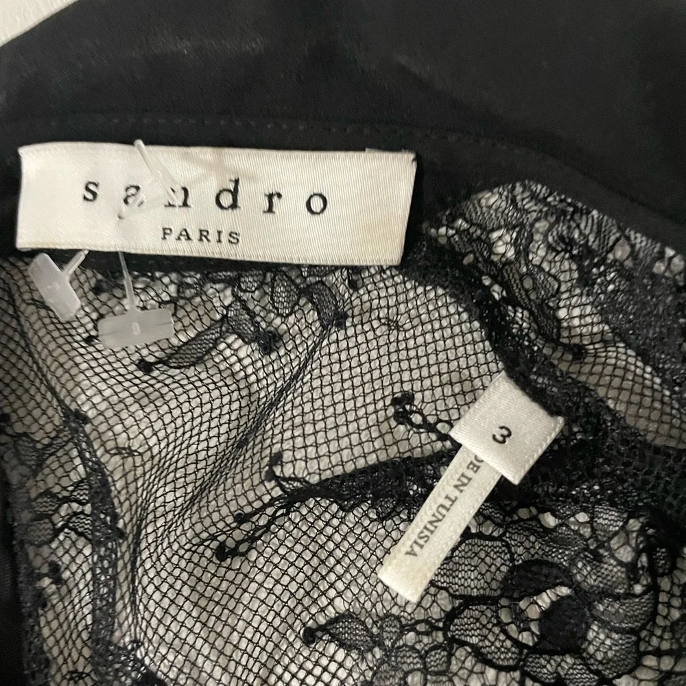 Sandro black lace Peter Pan collar Rosen blouse size 3 - Picture 3 of 7